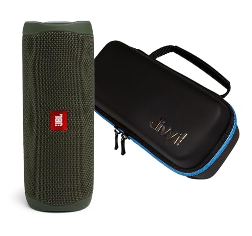 JBL Flip 5 (Black) + Bundle with divvi! Protective Hardshell Case
