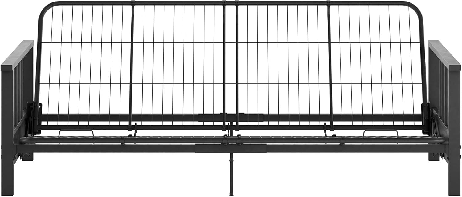 REALROOMS Bretta Contemporary Black Metal Arm Futon Frame