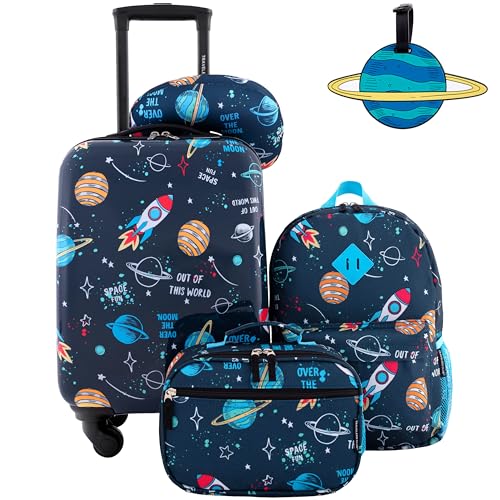 Travelers Club 5 Piece Kids' Luggage Set, Black Polkadot