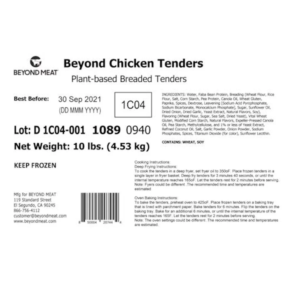 Beyond Meat Beyond Chicken Tenders, 5 Pound -- 2 per case