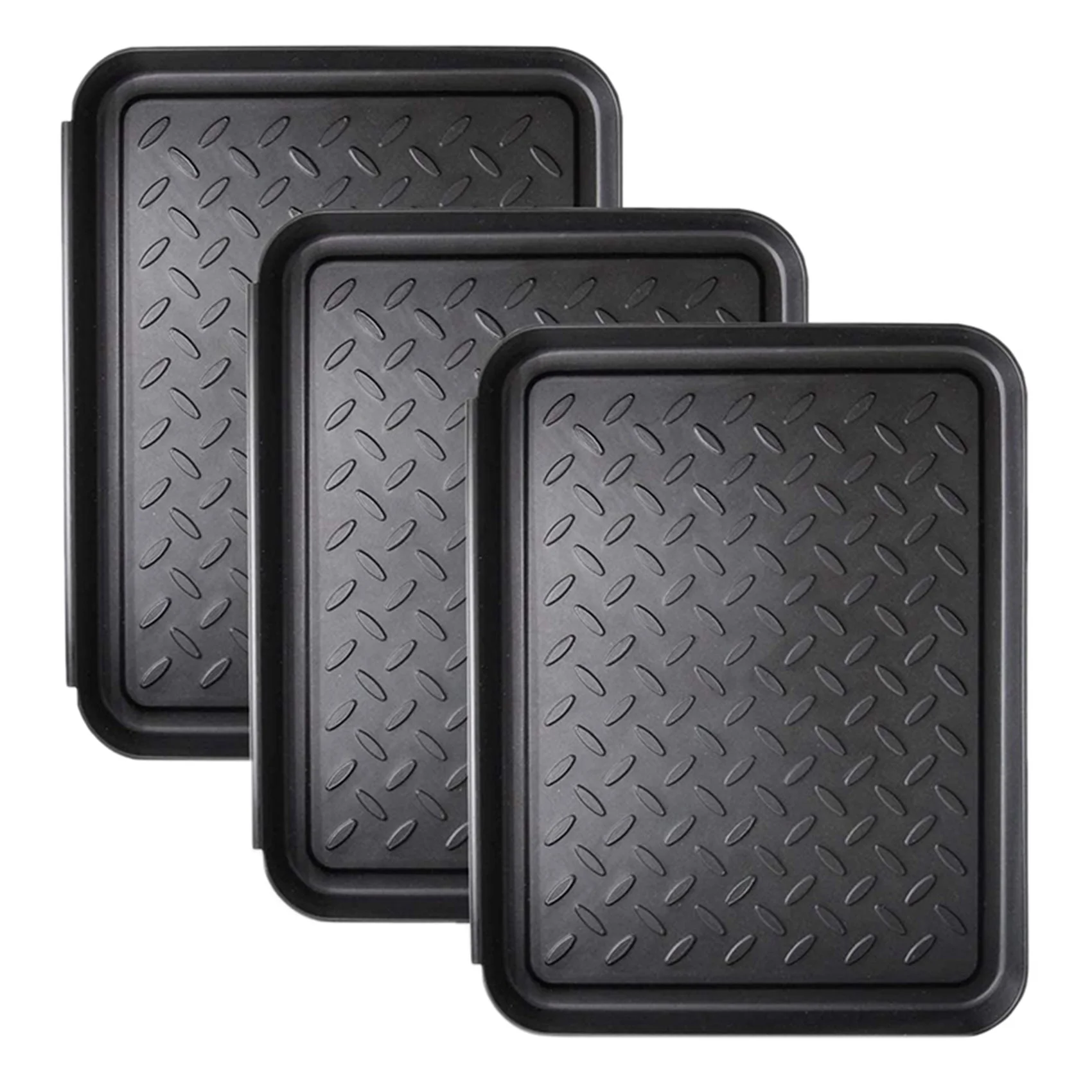 6PCS Boot Tray Heavy Duty Shoe Mat Trays,Storage Tray,Dog Bowl or Cat Bowl Mats Trap Mud to Floor 13.7X10.8 Inch,6 x tray,black