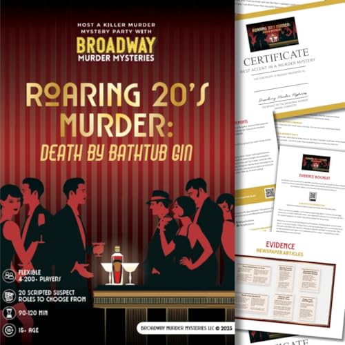 Roaring 20s Murder Mystery Game: Death by Bathtub Gin | Murder Mystery Games | Flexible 4-20+ Players | Physical Game Kit