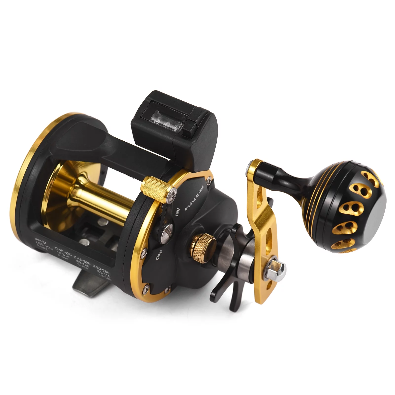 Walmeck Fishing Reel Line Counter Reel 6+1 Ball Bearings Left/Right Ice Fishing Reel Gear Radio 4.1:1 with Digital Display
