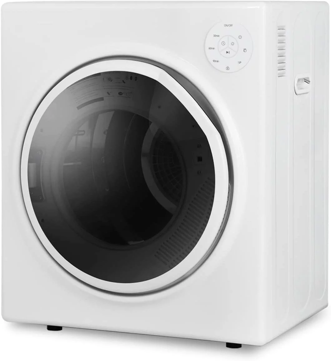 Muhub White Portable Dryer, 13lbs Portable Clothes Dryer with Stainless Steel Tub, 110V Power Compact Laundry Dryer, Control Panel Upside Easy Control for 4 Automatic Drying Mode