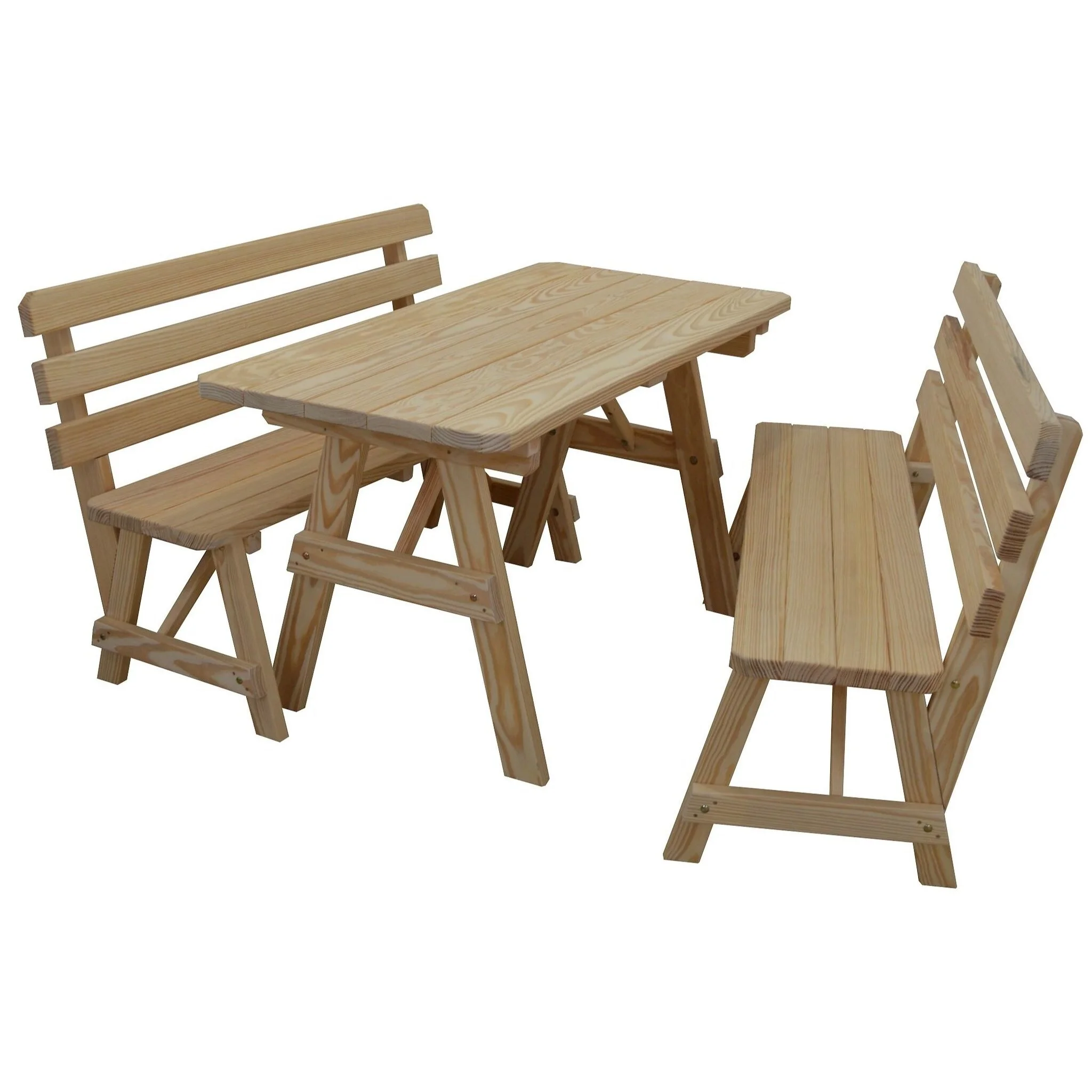 Kunkle Holdings, LLC Pine 5' Picnic Table with 2 Backed Benches Cedar Stain