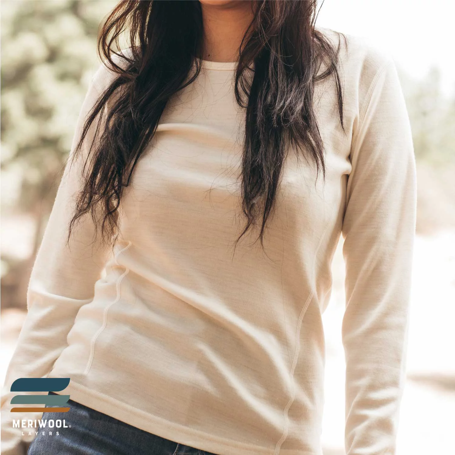 MERIWOOL Women's Merino Wool Midweight Baselayer Crew - Black - XS