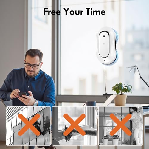 Window Cleaning Robot, Dual Direction Auto-Spray Smart Window Cleaner Robot, 2800Pa Suction Power, with AI Edge Detection, Path Planning, Deep Clean Windows, Tiles All Smooth Surfaces