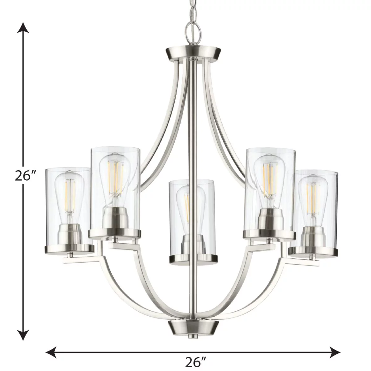 Lassiter Collection Five-Light Brushed Nickel Clear Glass Modern Chandelier Light