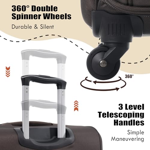 Merax Suitcase Set Softside 3-Piece Expandable Luggage with TSA Lock Spinner Wheels Lightweight Upright Luggage with Travel Bag(22/26/30 IN, Deep Blue)