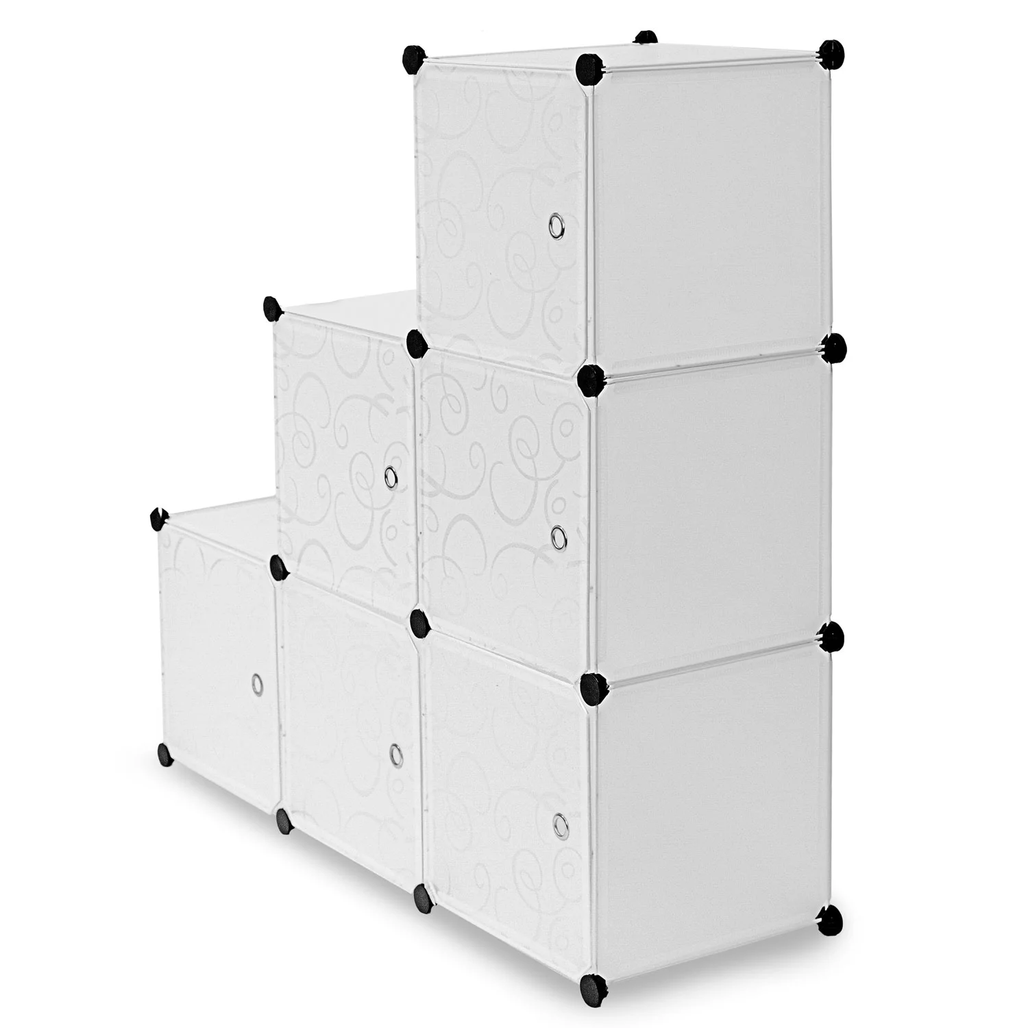 Work-It! Cube Storage Organizer - 6 Cubes | Stackable Organizer Shelves with Doors | 42