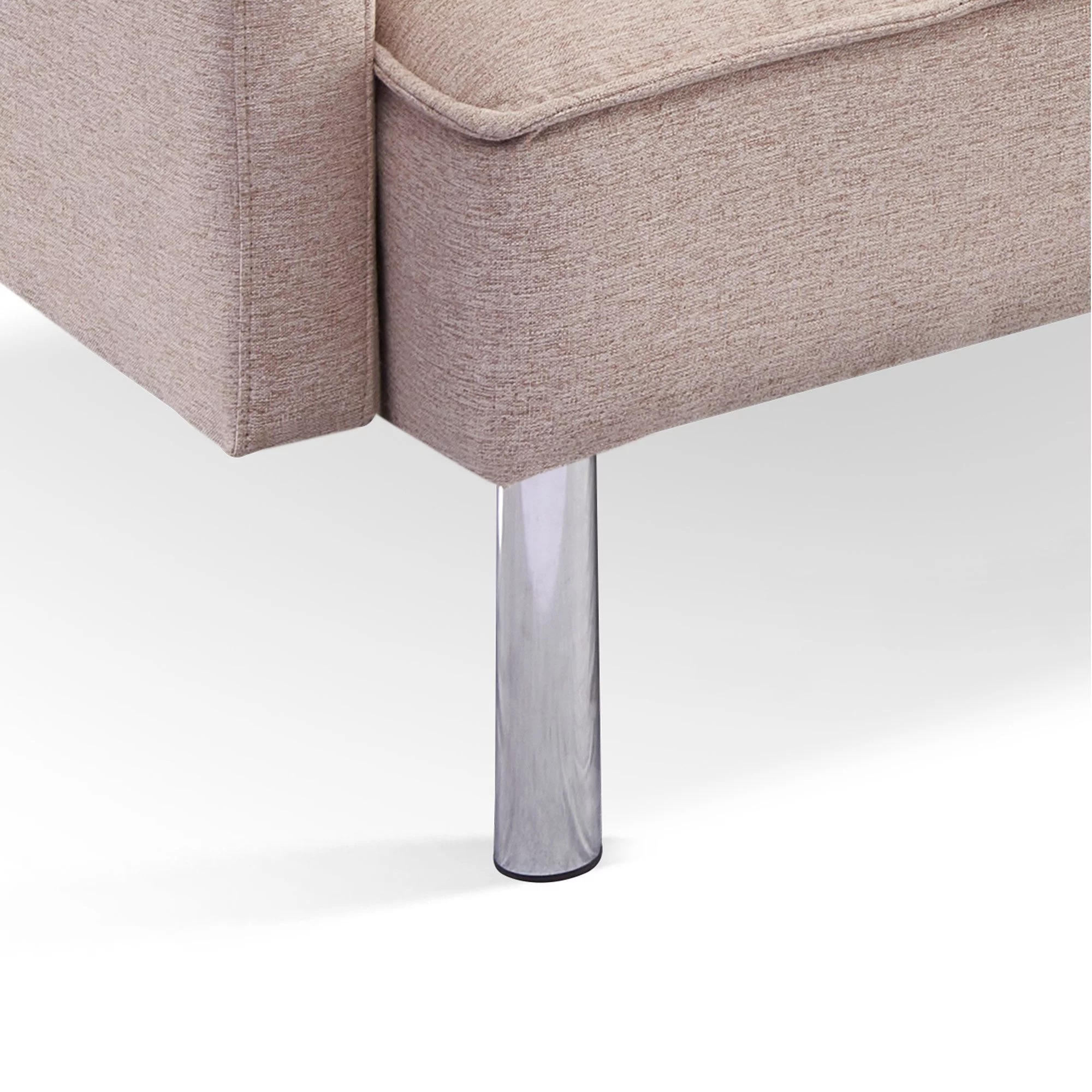 Moootto  84.6 in. Extra Long Modern Tufted Beige Fabric Futon Adjustable Sofa Bed & Folding Daybed Guest Bed, Upholstered Modern Convertible Sofa