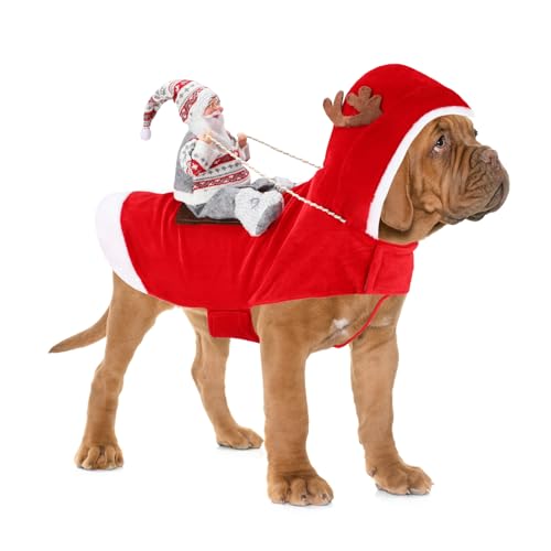 BWOGUE Santa Dog Costume Christmas Costume for Dogs, Adjustable Size, Breathable Material, Great Gift for Small Medium Large Dogs, Running Santa Claus Pet Apparel