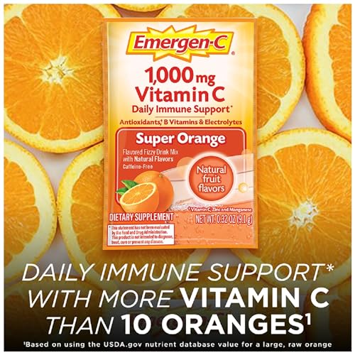 Emergen-C 1000mg Vitamin C Powder, with Antioxidants, B Vitamins and Electrolytes, Immunity Supplements for Immune Support, Caffeine Free Fizzy Drink Mix, Pink Lemonade Flavor - 30 Count (Pack of 12)