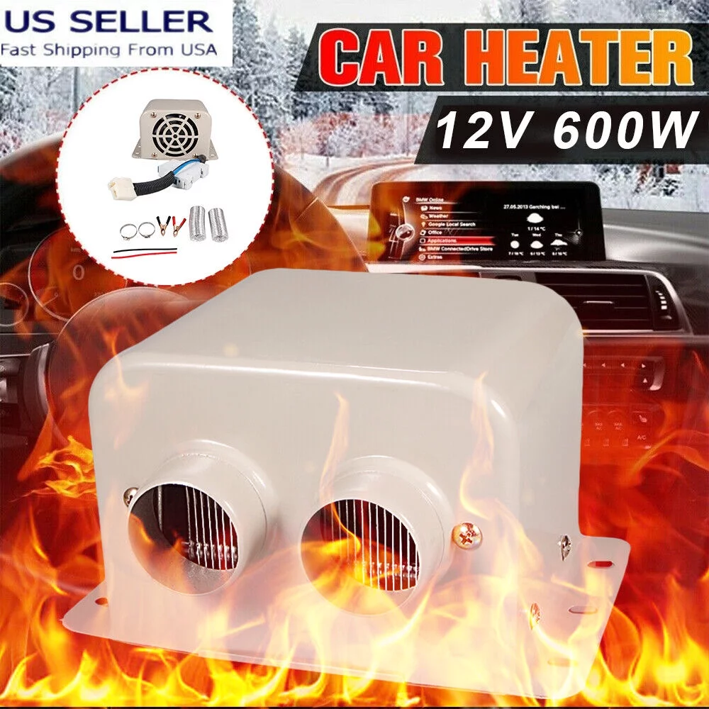 G · PEH 600W 12V Car Truck Auto Portable Electric Heater Heating Fan Defroster White