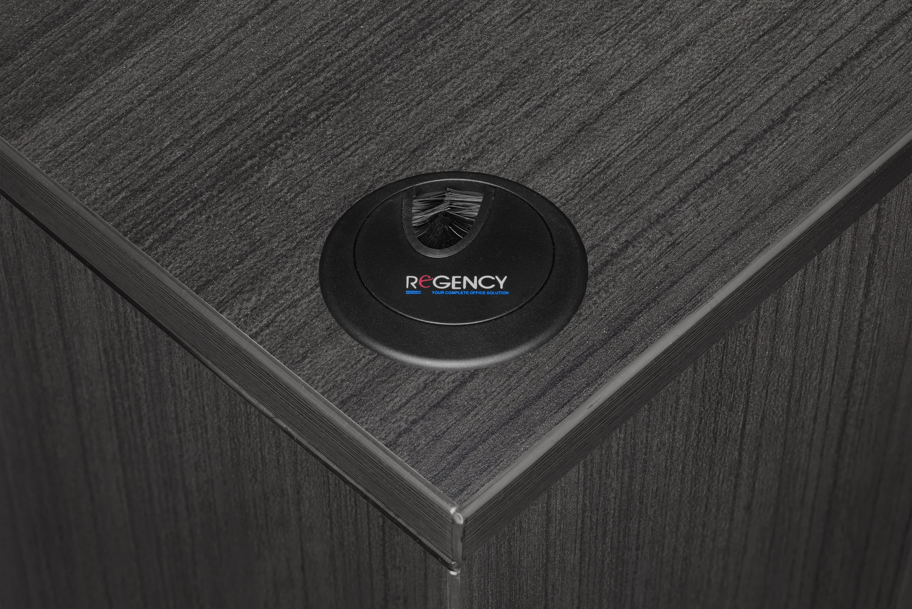 Romig Legacy 71 x 35 in. Bow Front Office Desk with Double Pedestal Drawer Unit- Ash Grey