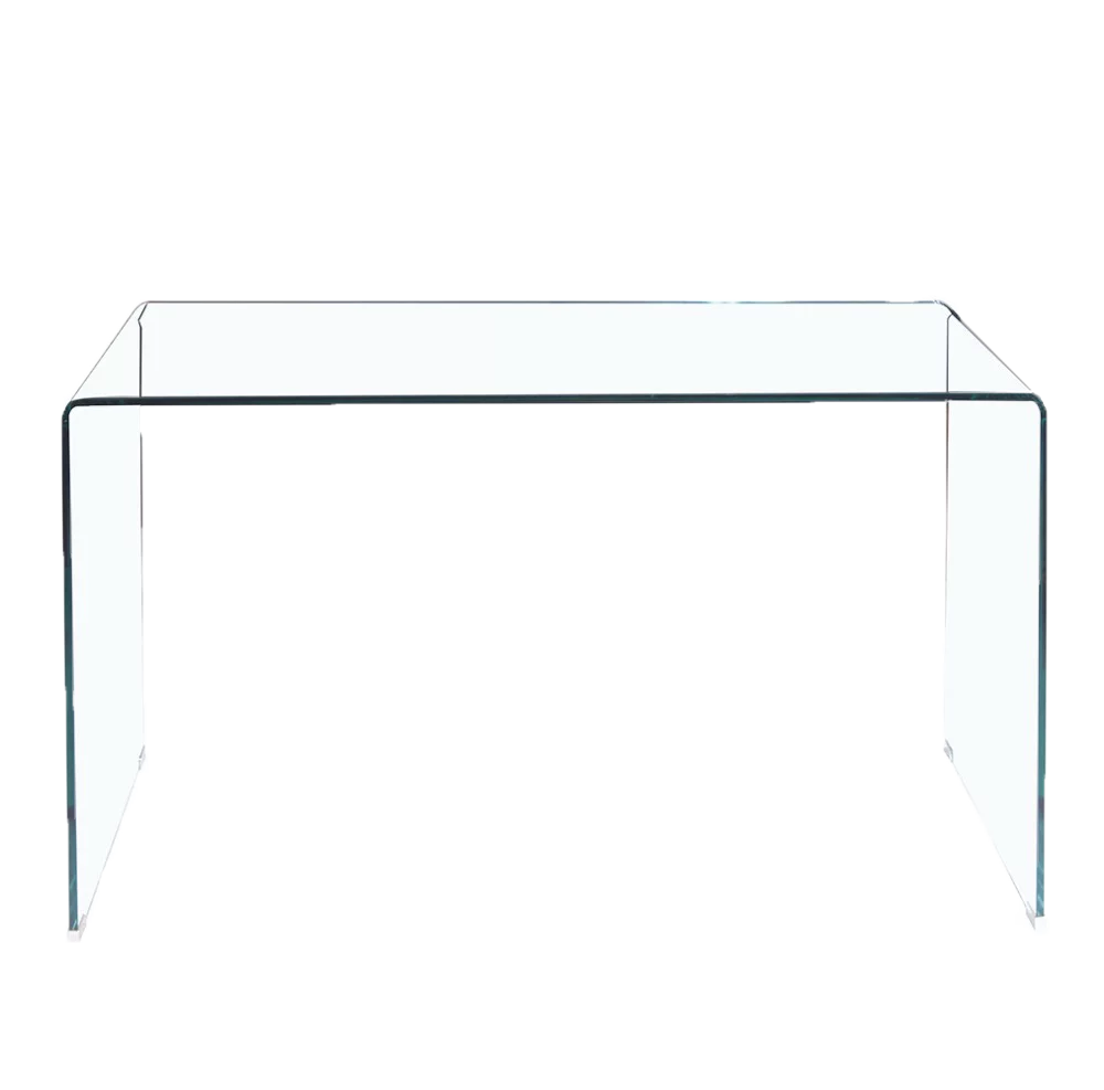 Glass Console Table, Transparent Tempered Glass Console Table with Rounded Edges Desks, Sofa Table