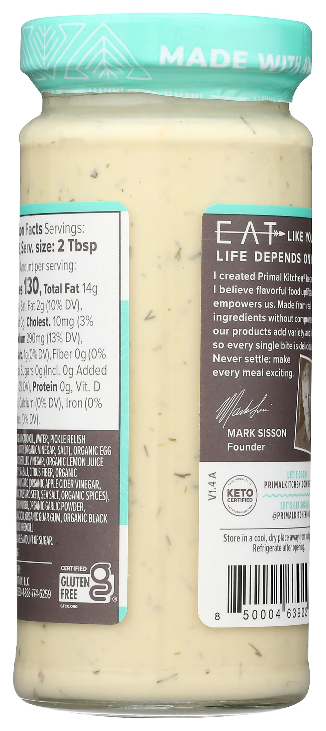 Primal Kitchen , Tartar Sauce With Avocado Oil- 7.5Oz , 7.5 Ounce, Pack Of 6