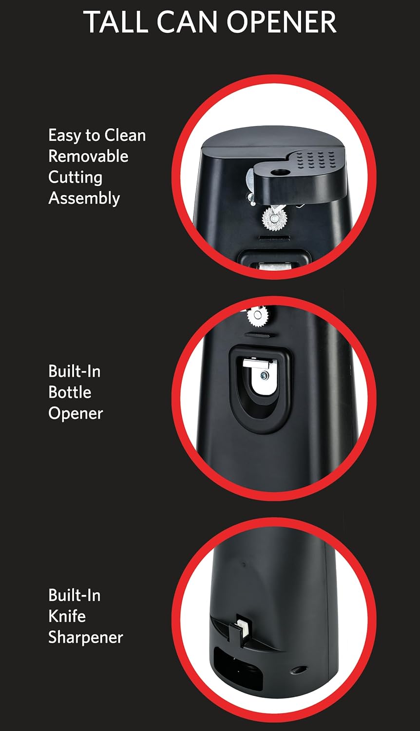 EUROSTAR EC600B Tall Can Opener, Black