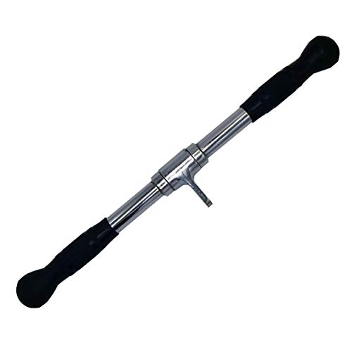 Lat Cable Machine Attachment Curl Pulldown Barbell Revolving Bar, Multi-Exerciser Cable Attachment, Solid Steel Tricep Press Down Bar with Rubber Handgrips & Revolving Hanger