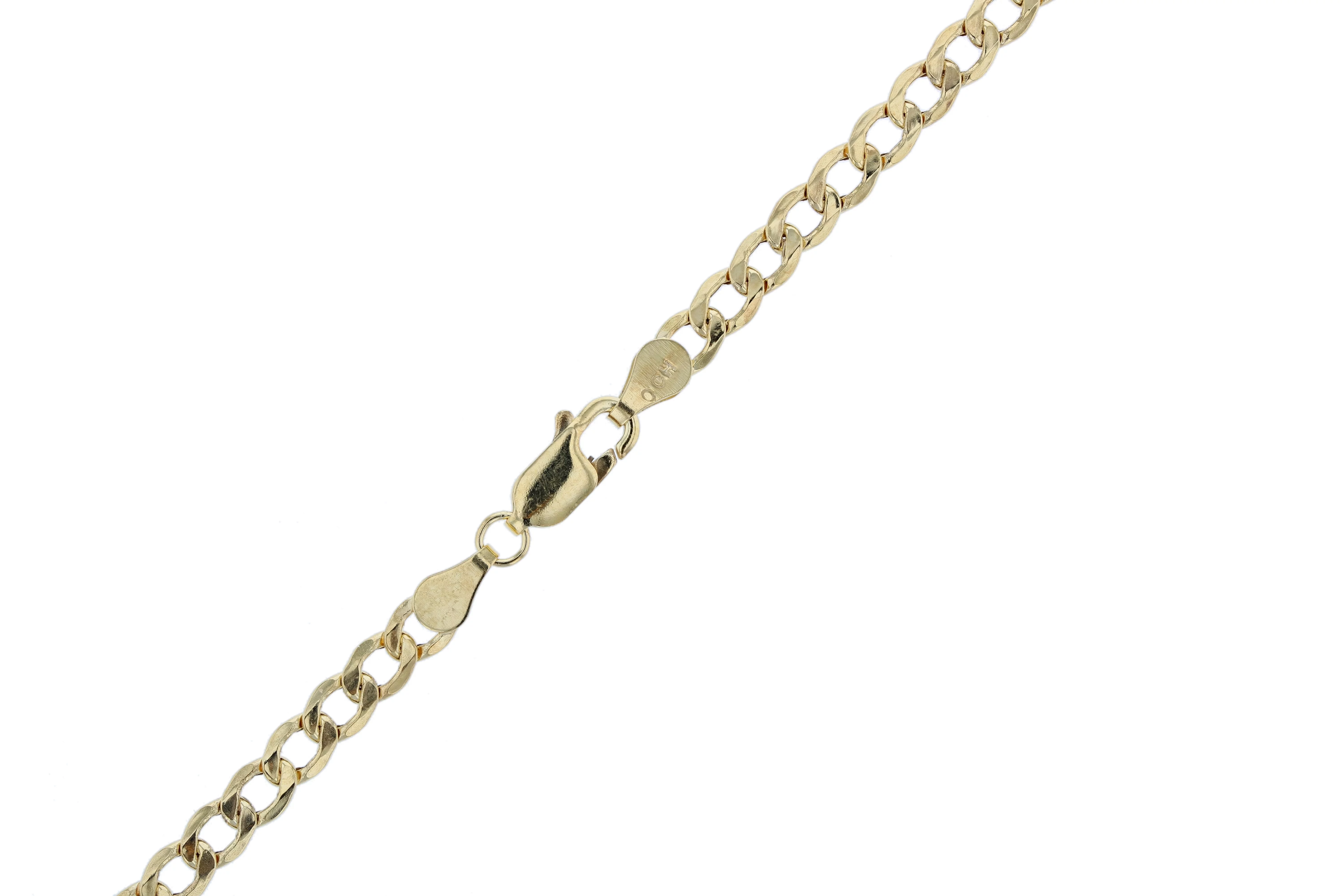 24 Inch 10k Yellow Gold Hollow Curb Link Chain Necklace with Lobster Clasp for Women and Men, 4.3mm