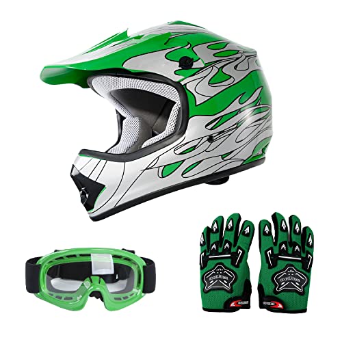 SLMOTO Dot Youth Kids Helme t Motocross Offroad Street Helmet Motorcycle Helme t Dirt Bike Motocross ATV Red Spider Design Helme t+Goggles+Gloves Small