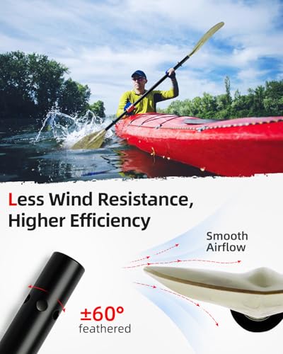 Abahub Adjustable Kayak Paddle 210-230 cm/ 230-250 cm Floating Kayaking Oars Boating Oars Canoeing Oars Black