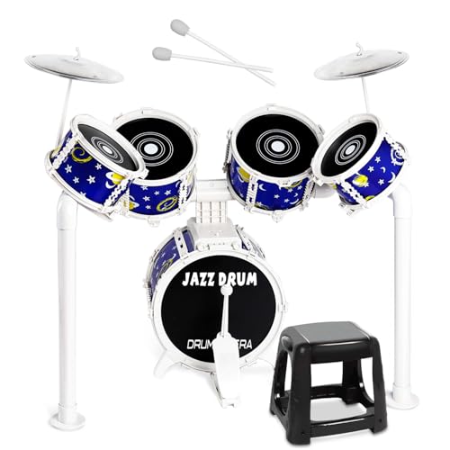 Toy Drum Set for Kids Toddler Jazz Drum Kit with 5 Drums Musical Instruments Toys for 3 4 5 Year Old Boys Girls Gifts Ages 3-5