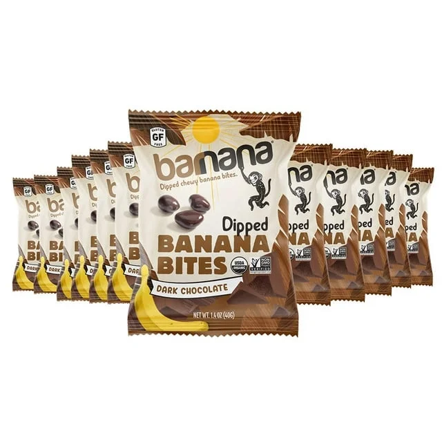 Barnana Organic Chewy Banana Bites, Dark Chocolate Banana Flavor, Non-GMO, 1.4 oz. (Pack of 12)