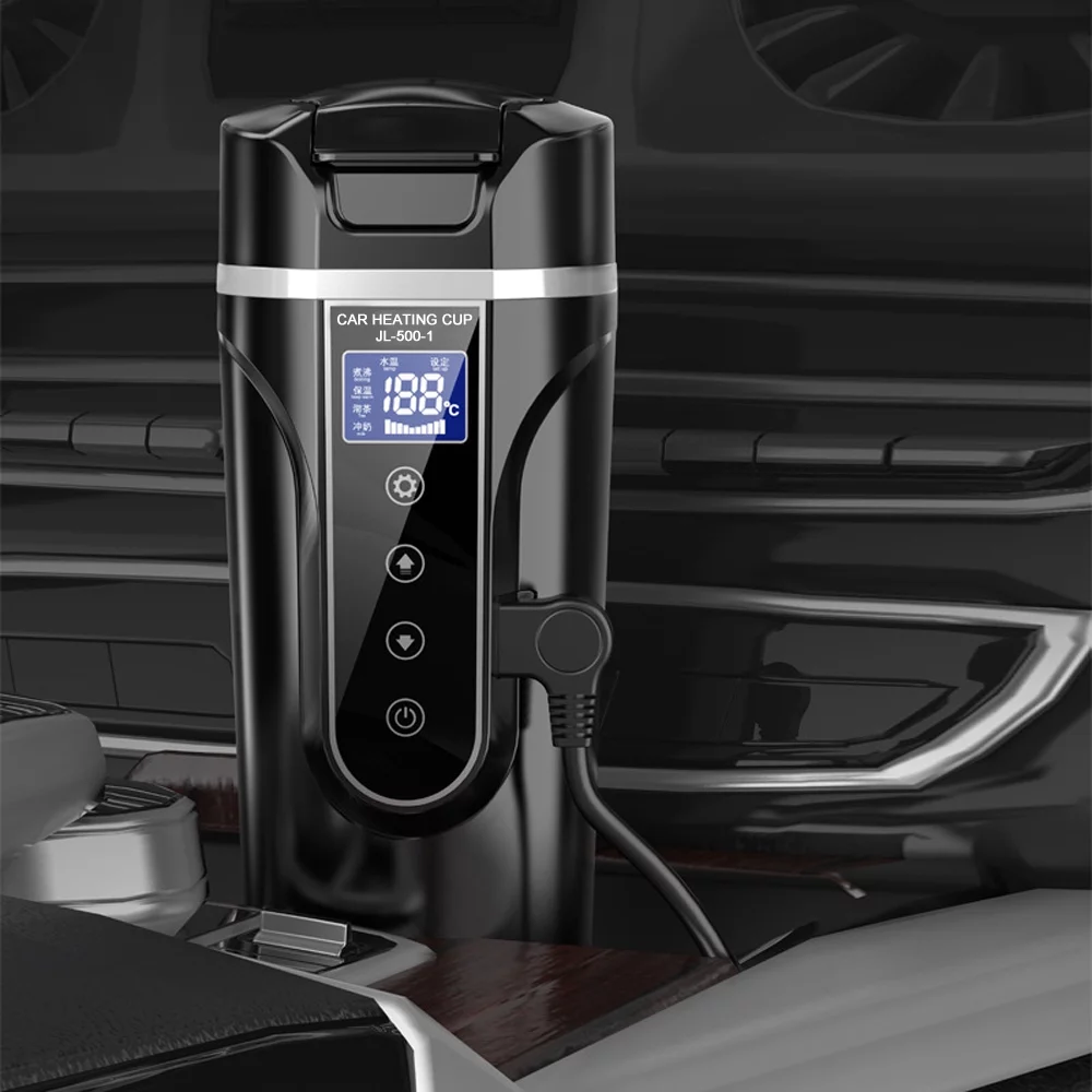 ametoys Vehicle Heated Cup Electric Kettle Heat Preservation 12.0V Car 24V Truck Household Vehicle Heaters Small Electrical Appliances LCD Display Kettle