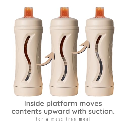 Subo Baby Food Bottle Starter Set | No Mess Baby Toddler Self Feeder | Squeeze Free Design for Purees, Smoothies, Yogurt, Oatmeal, or Thickened Liquids | Reusable Silicone Washable Cup (Blue)