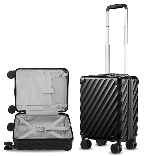 LUGGEX Luggage with Spinner Wheels, Polycarbonate Expandable Hard Shell Suitcase, Carry On 20 Inch, Charcoal Metallic