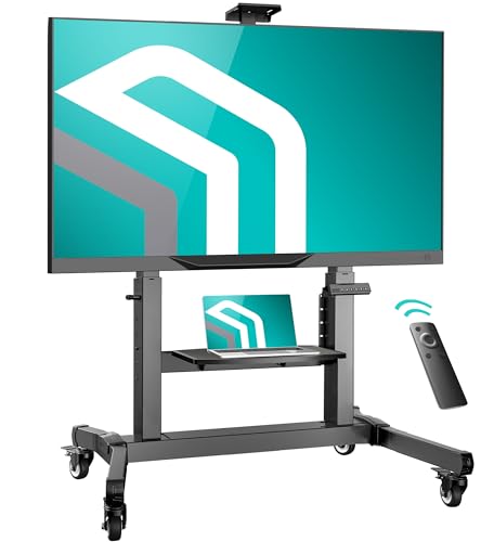 ONKRON Motorized TV Stand on Wheels for 50-100 Inch TVs, max Load up to 286 lbs, TV Portable Stand Adjustable Height with Electric Lift, max VESA 1000x600 Mobile TV Cart Rolling TV Stand Tall Black