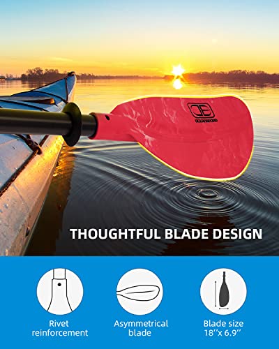 OCEANBROAD Adjustable Kayak Paddle 86in/220cm to 94in/240cm Kayaking Boating Canoeing Oar with Paddle Leash 1 Paddle