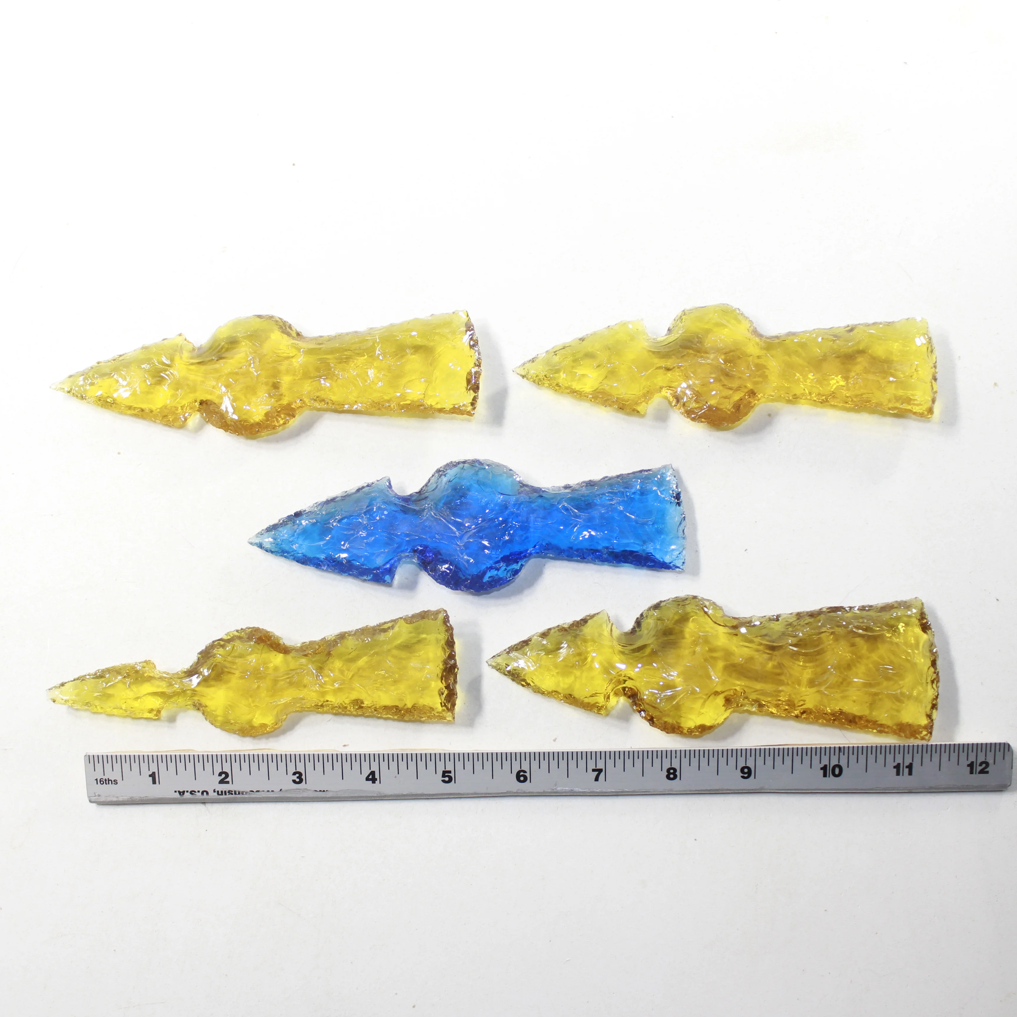 5 Glass Ornamental Tomahawk Heads #943-1  Ax Axe Hatchet