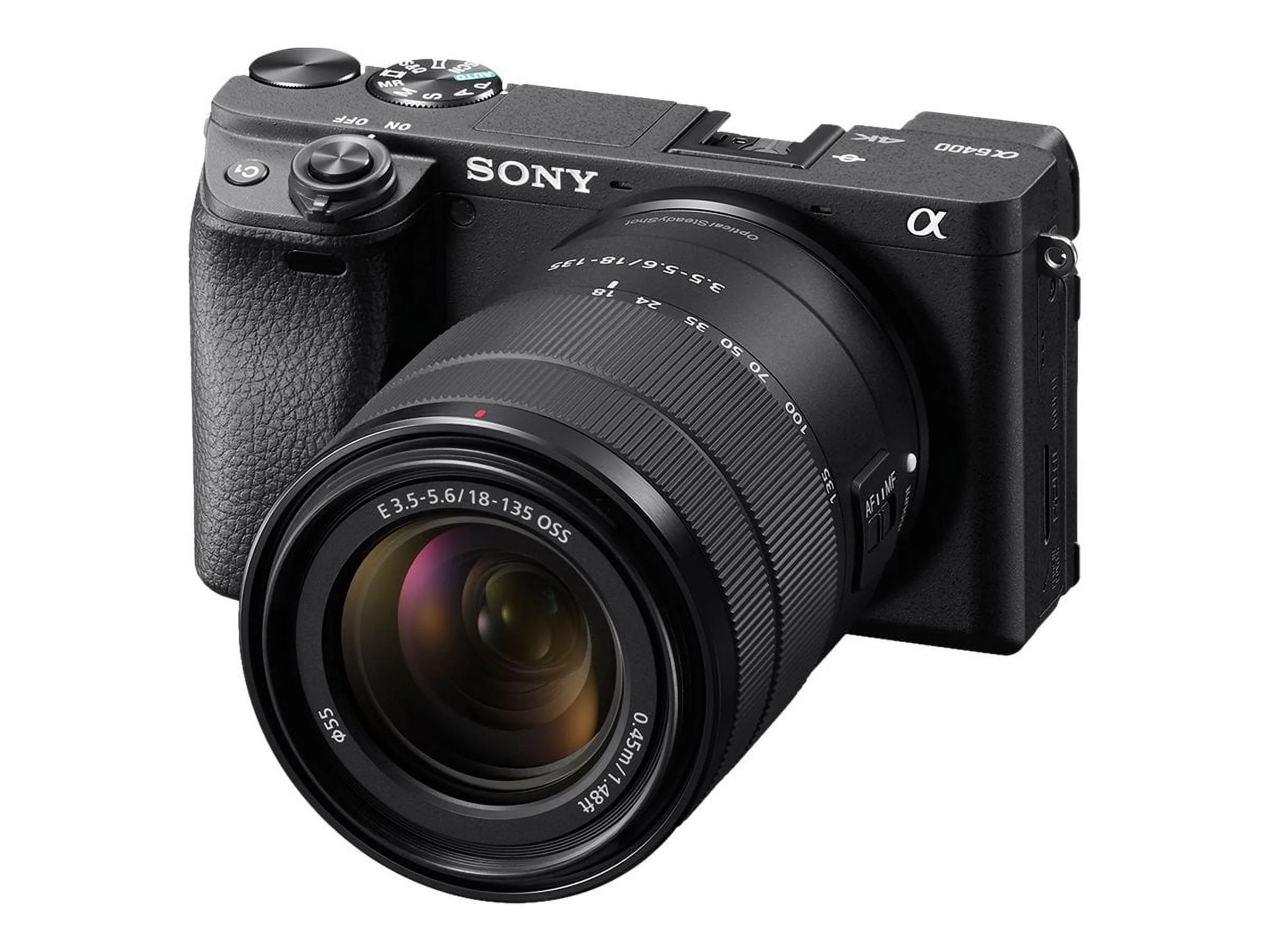 Sony a6400 ILCE-6400M - Digital camera - mirrorless - 24.2 MP - APS-C - 4K / 30 fps - 7.5x optical zoom E 18-135mm OSS lens - Wi-Fi, NFC, Bluetooth - black