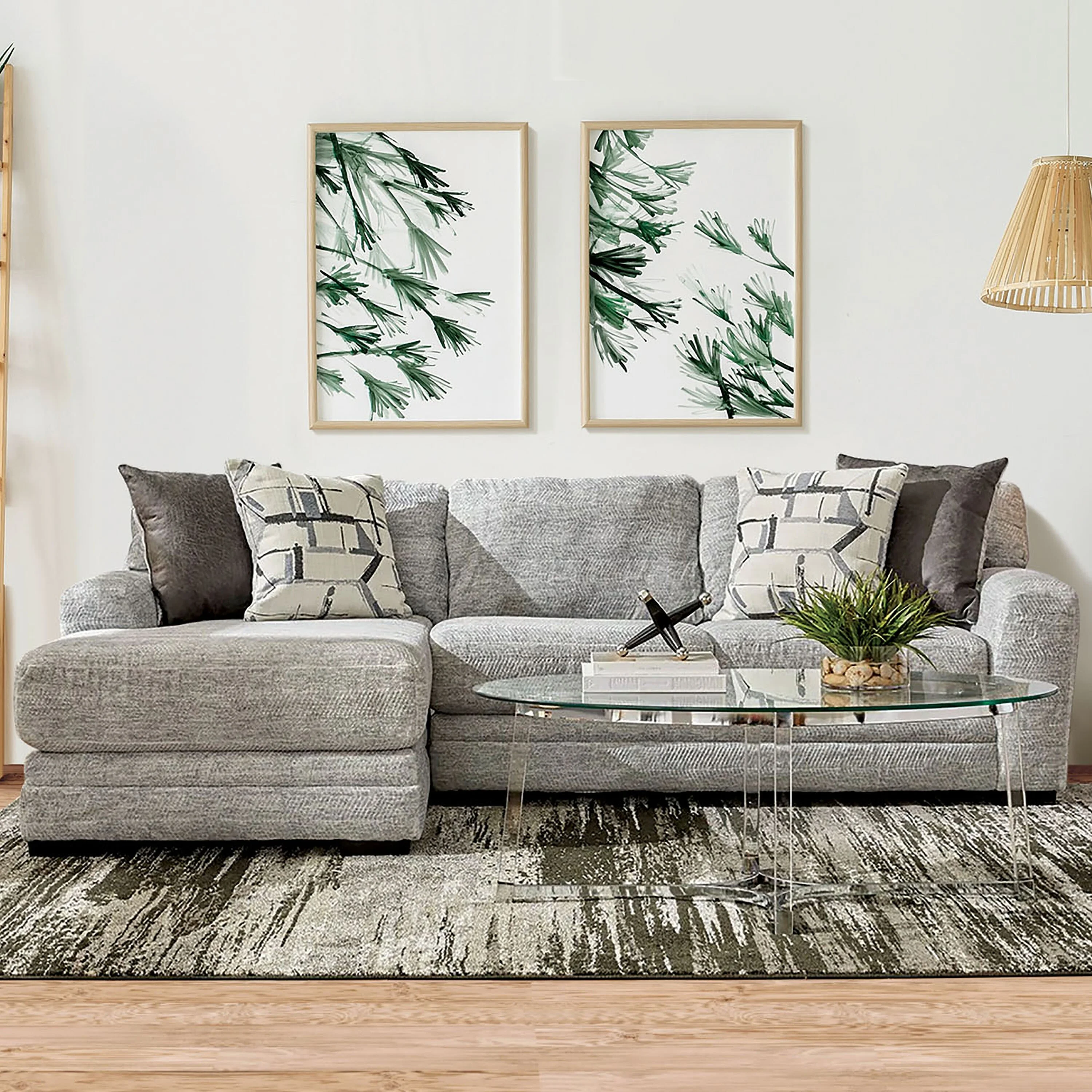 Furniture of America Falsaya Transitional Grey Chenille Upholstered Sectional by