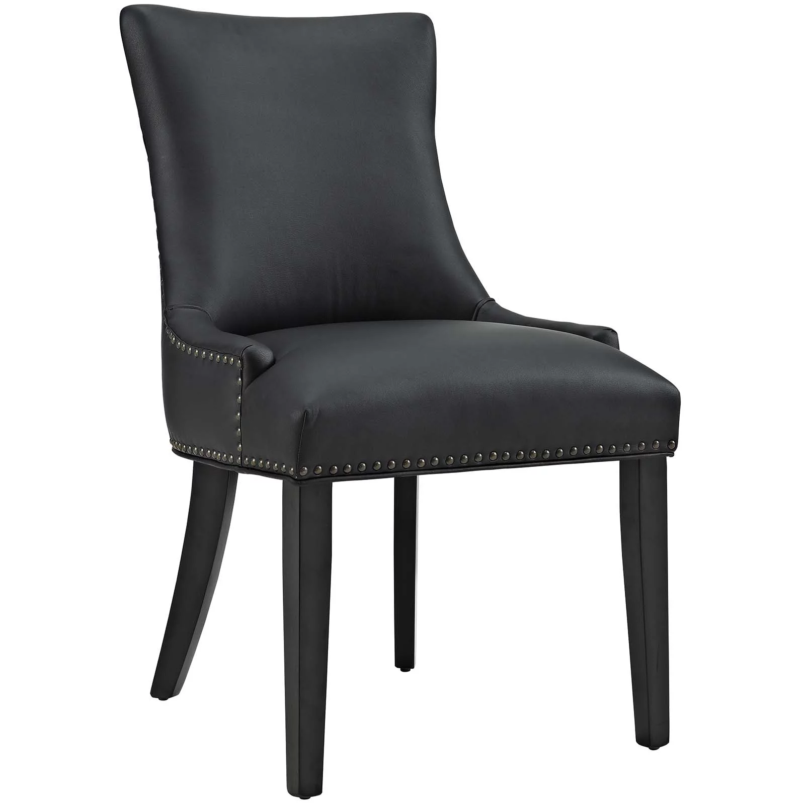 Modway Marquis Dining Chair Faux Leather Set of 4 in Black