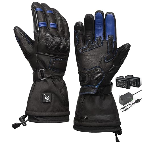 Savior Professional Heated Motorcycle Gloves for Men Women,Dual Mode Electrically Heated Waterproof and Windproof Gloves with 12V Charging Cord,Suitable for Winter Riding,Skiing,etc.