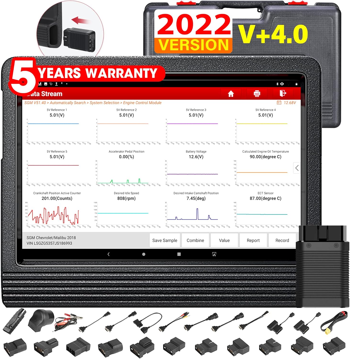 LAUNCH X431 V+ 4.0, 2022 New Full System Scan Tool (Upgrade of X431 PROS V), 31+ Service Functions Auto Diagnostic Scanner, ECU Coding, AutoAuth for FCA SGW, VAG Guided Functions, 2 Years Free Update