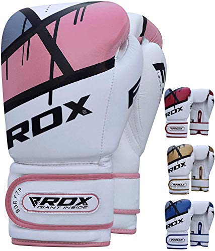 RDX Boxing Gloves EGO, Sparring Muay Thai Kickboxing MMA Heavy Training Mitts, Maya Hide Leather, Ventilated, Long Support, Punching Bag Workout Pads, Men Women Adult 8 10 12 14 16 oz