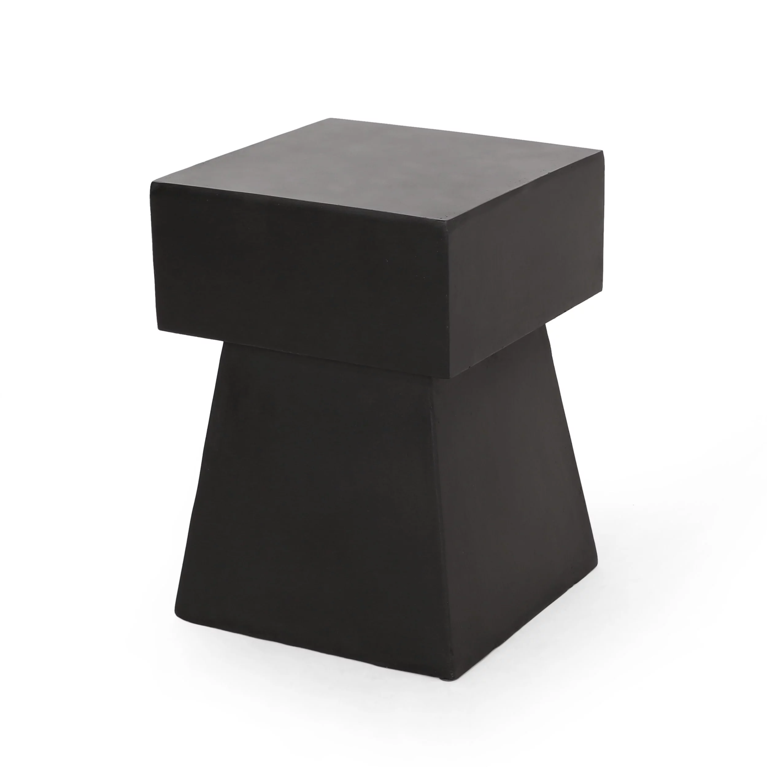 GDF Studio Karrah Outdoor Modern Lightweight Concrete Side Table, Matte Black