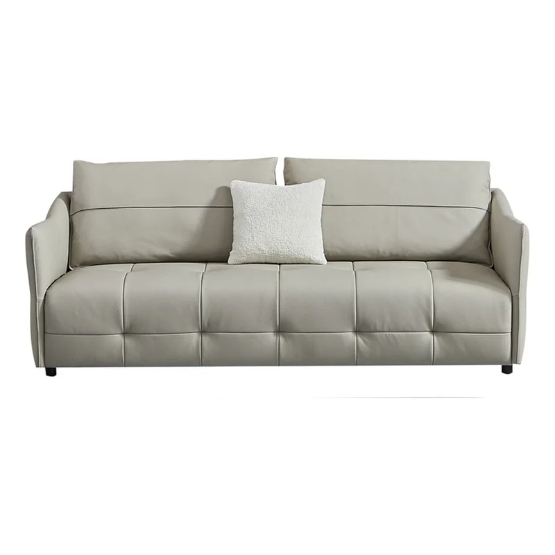 American Eagle Furniture Modern Genuine Leather and Plastic Sofa in Gray