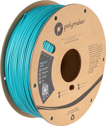 Polymaker ABS Filament 1.75mm Black, ABS 3D Printer Filament 1.75mm Heat Resistant 1kg - PolyLite ABS 3D Printing Filament 1.75mm, Strong & Durable, Dimensional Accuracy +/- 0.03mm