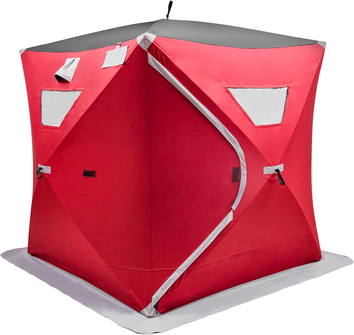 GYMAX Pop-Up Ice Fishing Shelter, Waterproof & Windproof Ice Tent with Carrying Bag, Zippered Door, Ice Anchors, Portable Ice Shelter for Outdoor