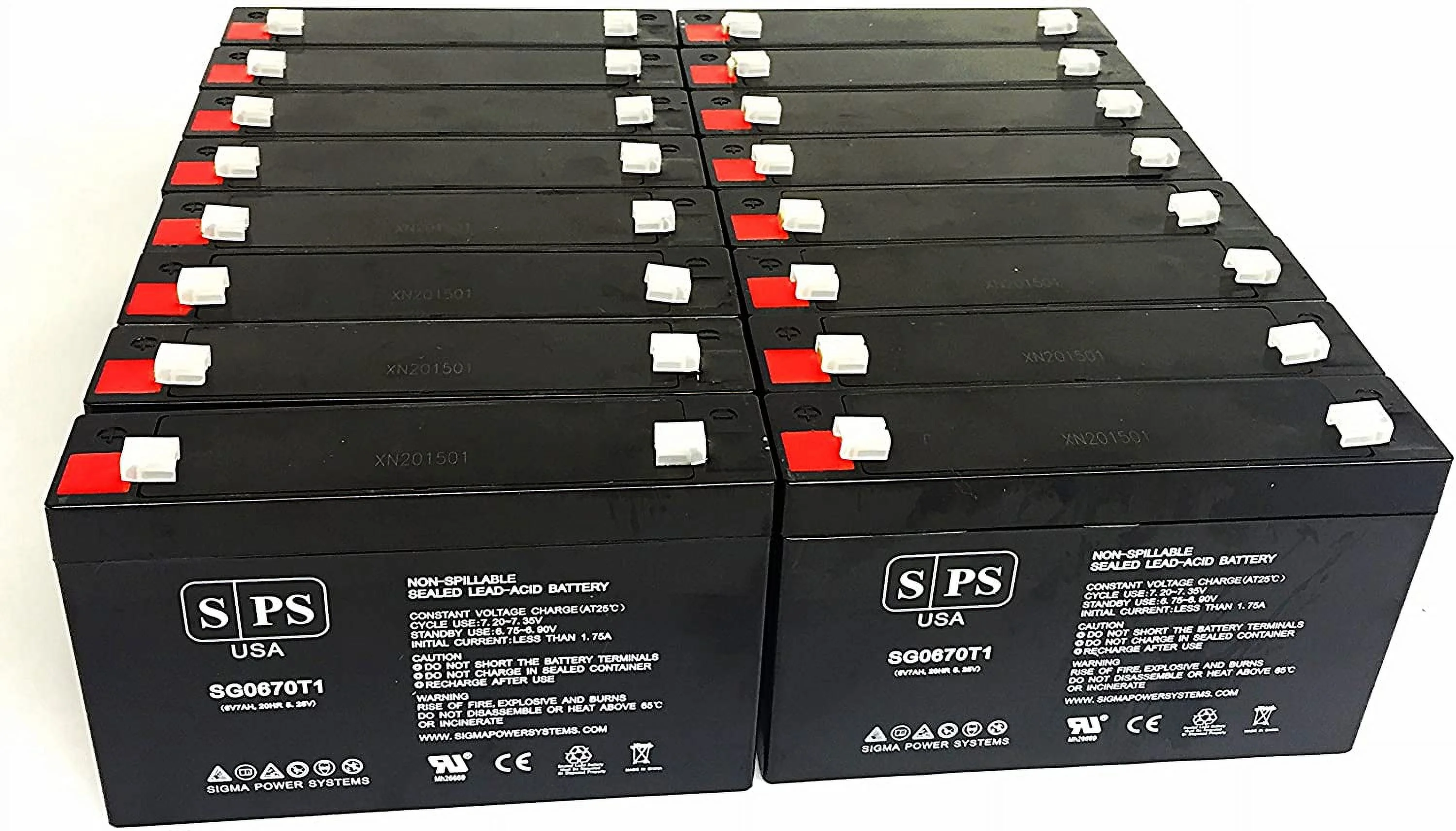 SPS Brand 6V 7 Ah Replacement Battery (SG0670T1) for W. W. Grainger 5VC07 (16 Pack)