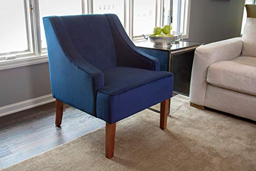 HomePop Velvet Swoop Arm Accent Chair, Suri Blue