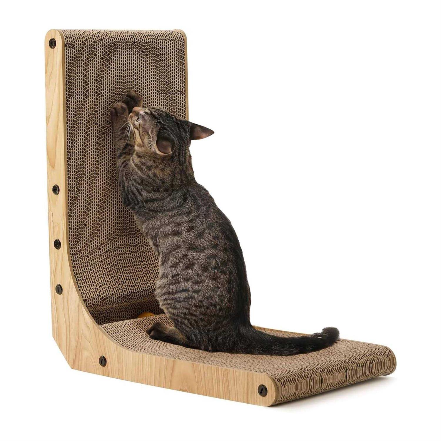 FUKUMARU Cat Scratcher 26.8 Inch L Shape Cat Scratch Pad Wall Mounted - Pet Supplies online store