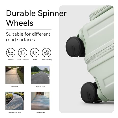 ROAMING Grace Expandable Carry On Luggage Airline Approved, 20 Inch Hardside Carry On Suitcase with Wheels, Travel Harshell Spinner Small Luggage with Tsa Lock, Jade cyan, 20-Inch Carry-On