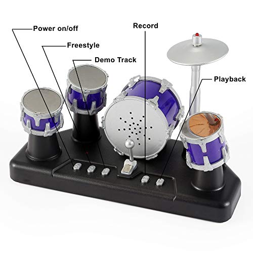 Finger Drum Set Electronic Mini Desktop Small Novelty Toy Desk Instrument Game with Sounds and Lights for Kids, Adults