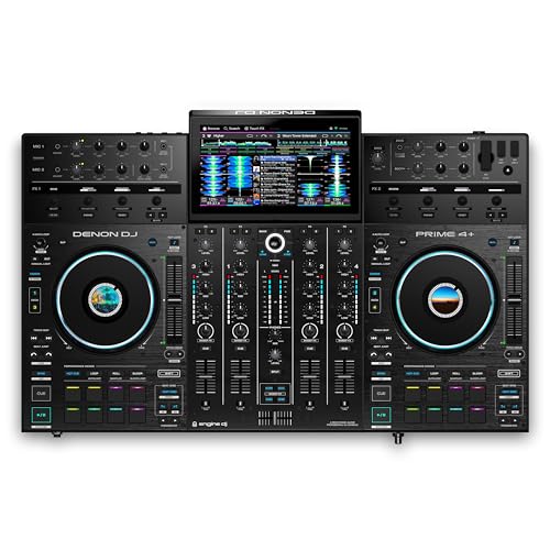 Denon DJ PRIME 4+ Standalone DJ Controller with Stem Separation on 4 Decks, Wi-Fi Streaming, Drop Sampler Mixer, 10.1